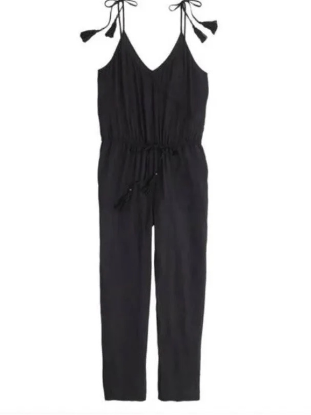 J.Crew NWT black spaghetti straps tassels jumpsuit